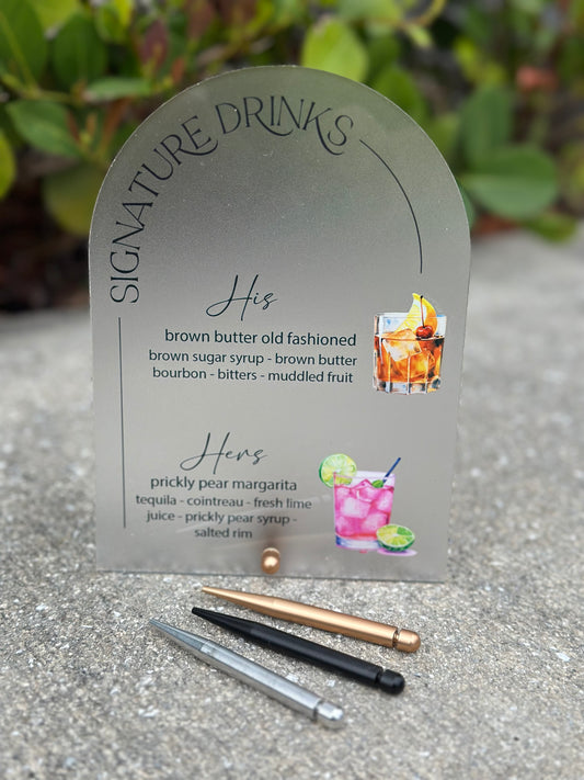 His and Her Signature Drinks-Acrylic Bar Sign
