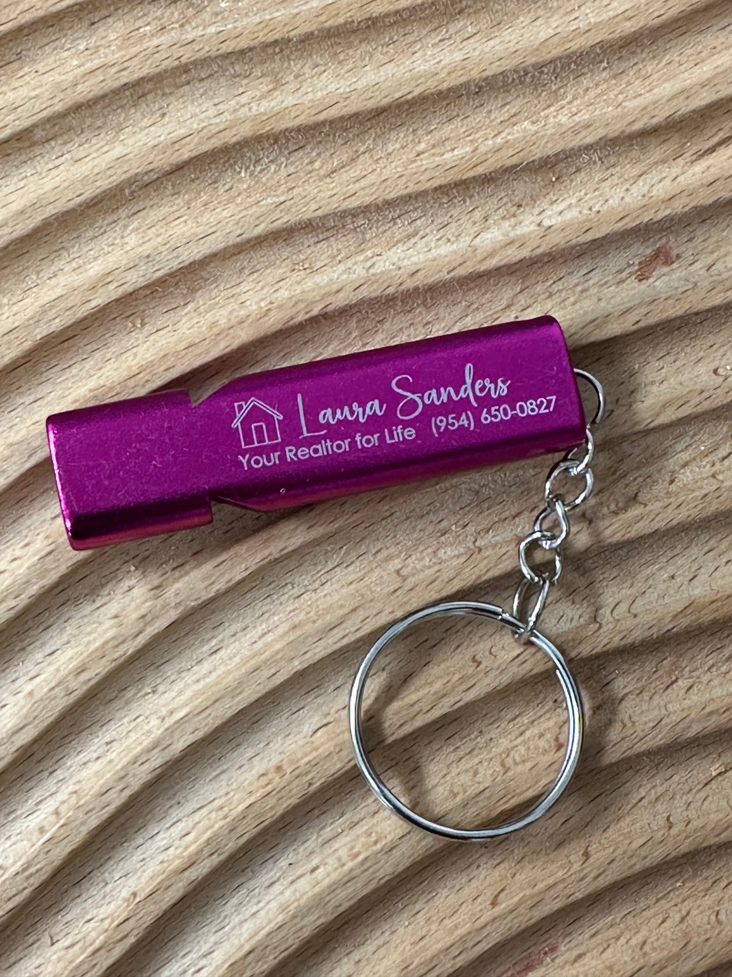 Custom Engraved Safety Whistle Keychain | Promotional Business Swag | Personalized Emergency Whistle