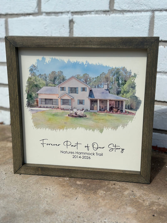 Custom Watercolor House Portrait Frame | Realtor Closing Gift | Personalized New Home Keepsake