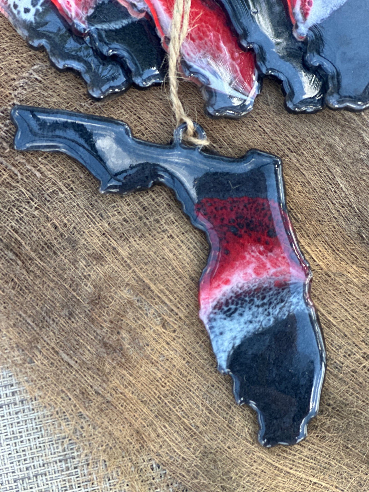 Florida Thin Blue/Red Line Resin Ornament
