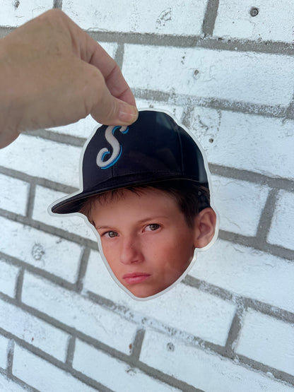Custom Acrylic Cooperstown Face Charm | Personalized Baseball Photo Charm ONLY