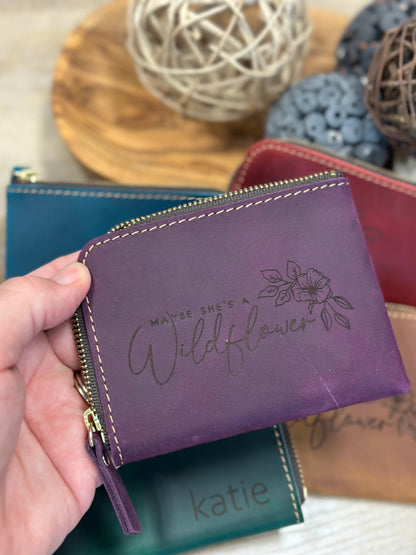 Genuine Leather Zip Wallet