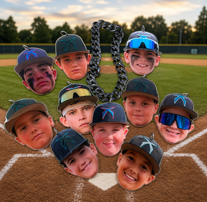 Custom Acrylic Cooperstown Hype Chain Face Charm | Personalized Baseball Photo Charm