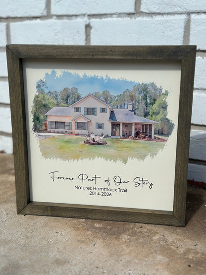 Custom Watercolor House Portrait Frame | Realtor Closing Gift | Personalized New Home Keepsake