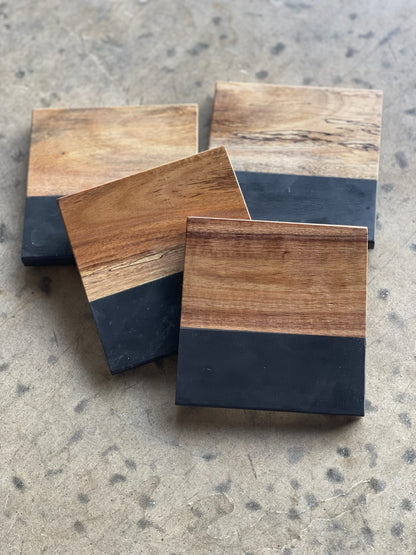 Slate + Acacia Board and Coasters
