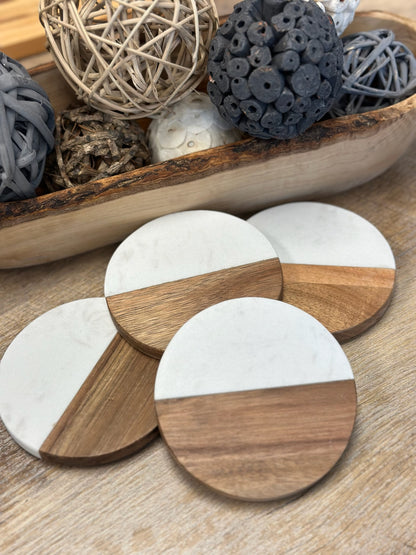 Acacia + Marble Coasters