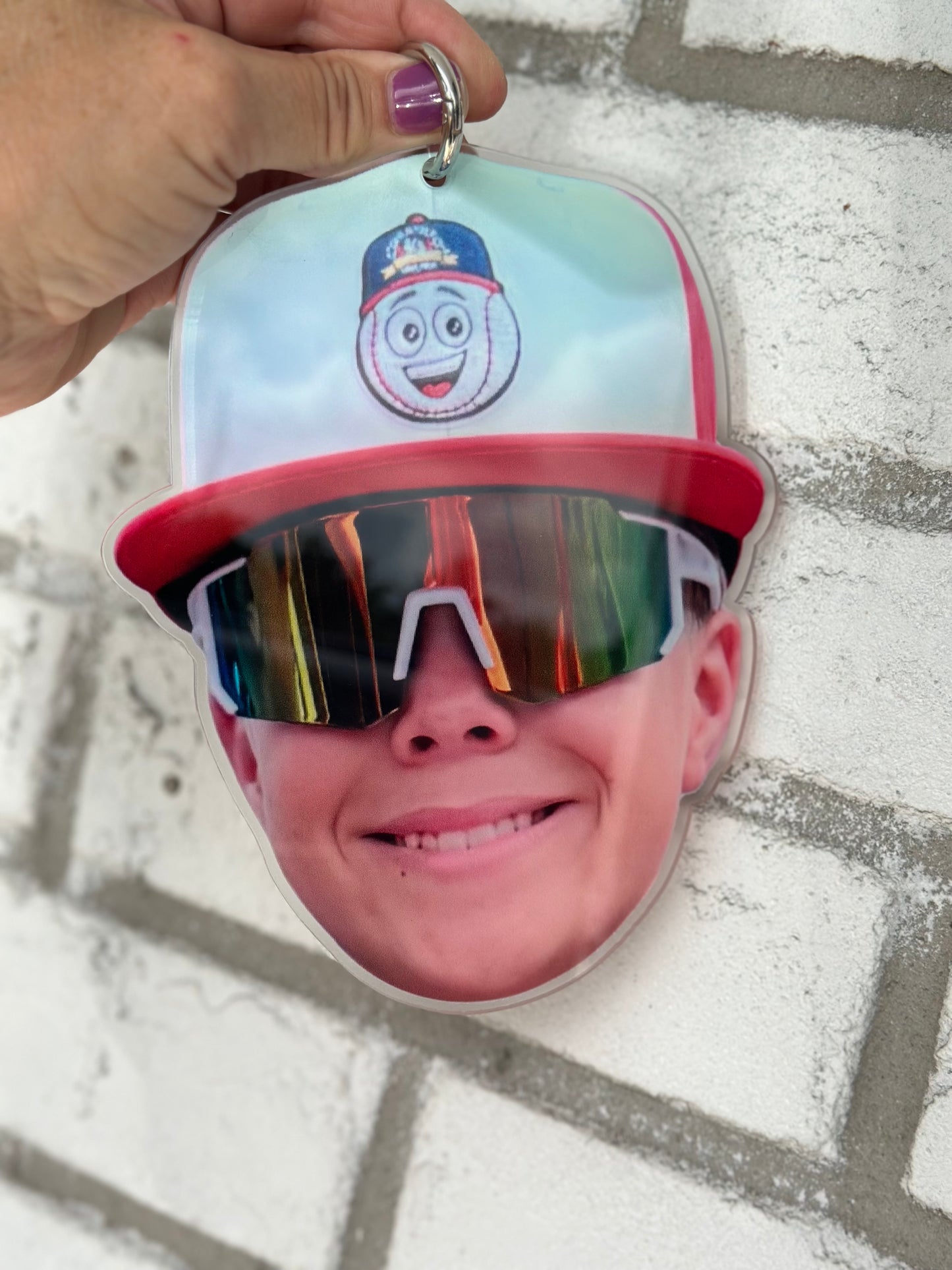 Custom Acrylic Cooperstown Face Charm | Personalized Baseball Photo Charm ONLY