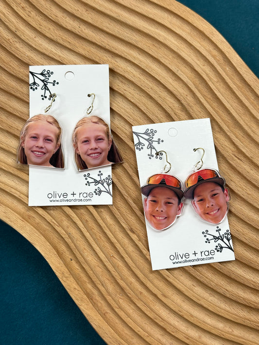 Custom Face Cutout Earrings | Personalized Photo Earrings for Cooperstown, Bachelorette, Sporting Events, Birthday & Party Accessories