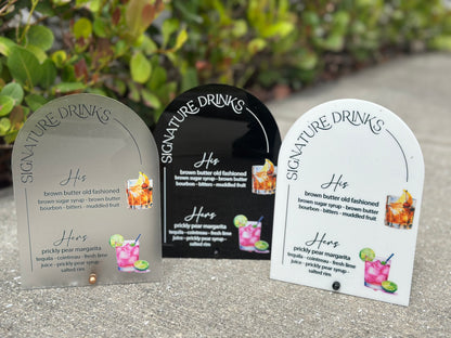 Signature Drinks-Acrylic Bar Sign