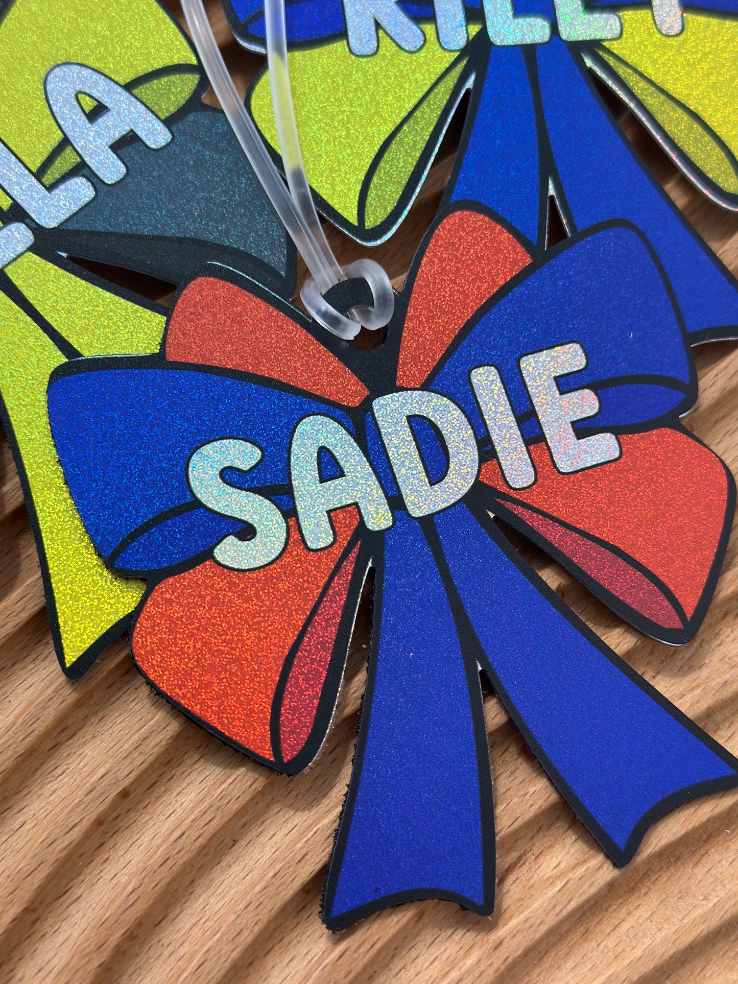 Glitter Bow Cheer or Dance Bag Tags