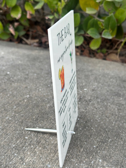 Bar Menu-Acrylic Bar Sign