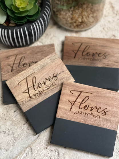 Slate + Acacia Board and Coasters