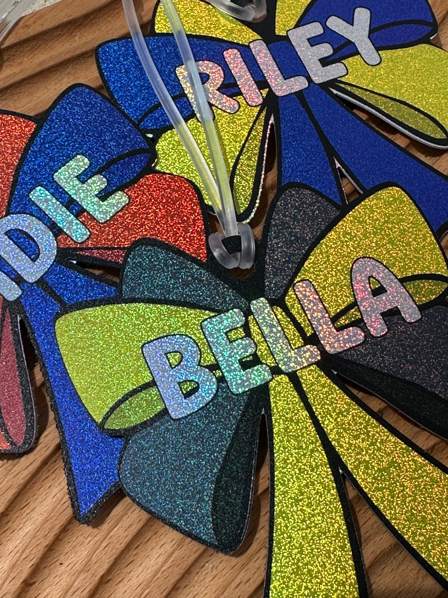 Glitter Bow Cheer or Dance Bag Tags