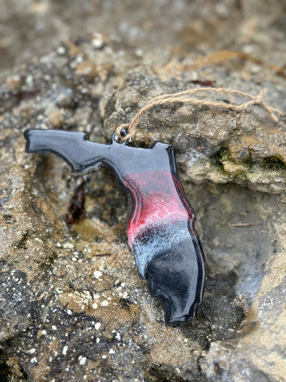 Florida Thin Blue/Red Line Resin Ornament