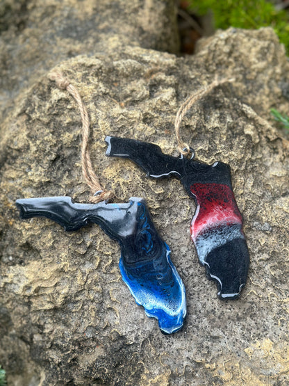 Florida Thin Blue/Red Line Resin Ornament