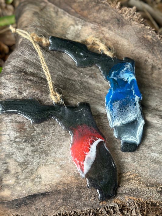 Florida Thin Blue/Red Line Resin Ornament