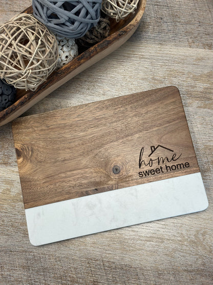 Marble + Acacia Board and Coasters