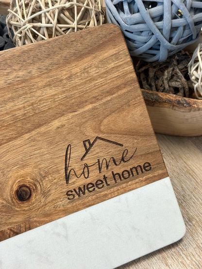 Marble + Acacia Board and Coasters