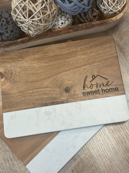Marble + Acacia Board and Coasters