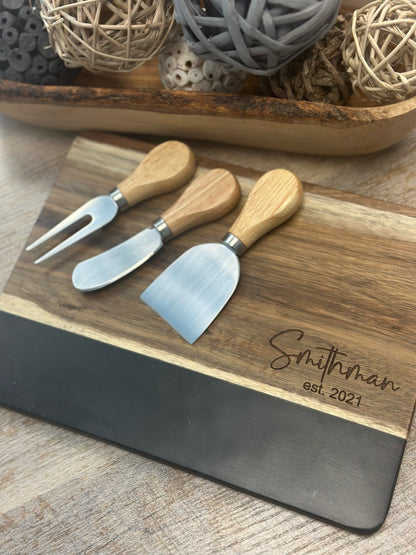 Slate + Acacia Board and Coasters