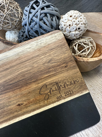 Slate + Acacia Board and Coasters