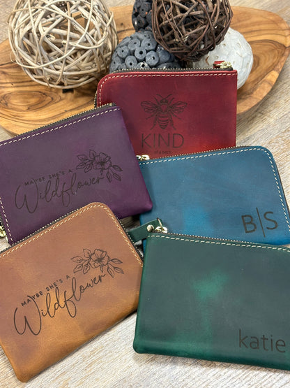 Personalized Genuine Leather Wallet. Customlized engraving with our designs or yours.