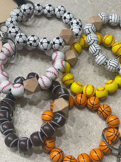 Sports Wood Bead Wristlet