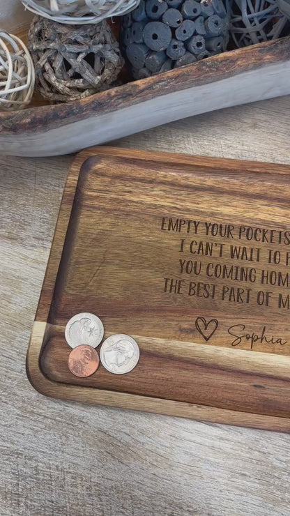 Acacia Wood Catch All Trinket Tray