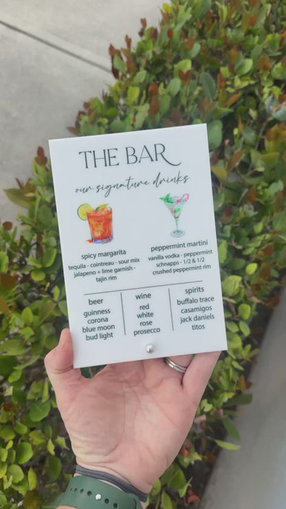 Bar Menu-Acrylic Bar Sign