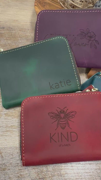 Genuine Leather Zip Wallet